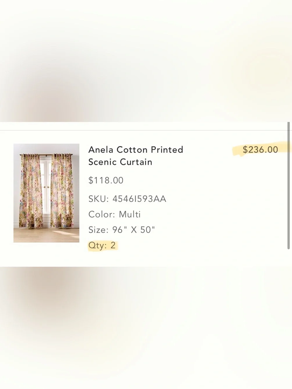 Anthropologie Anela printed curtain (S/2)